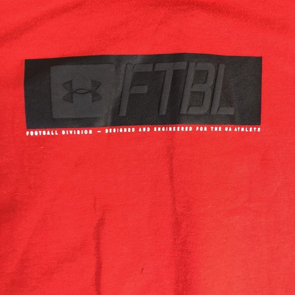 Under Armor FTBL Red Graphic Print‎ T-Shirt Mens Size XL C102 - Picture 4 of 7